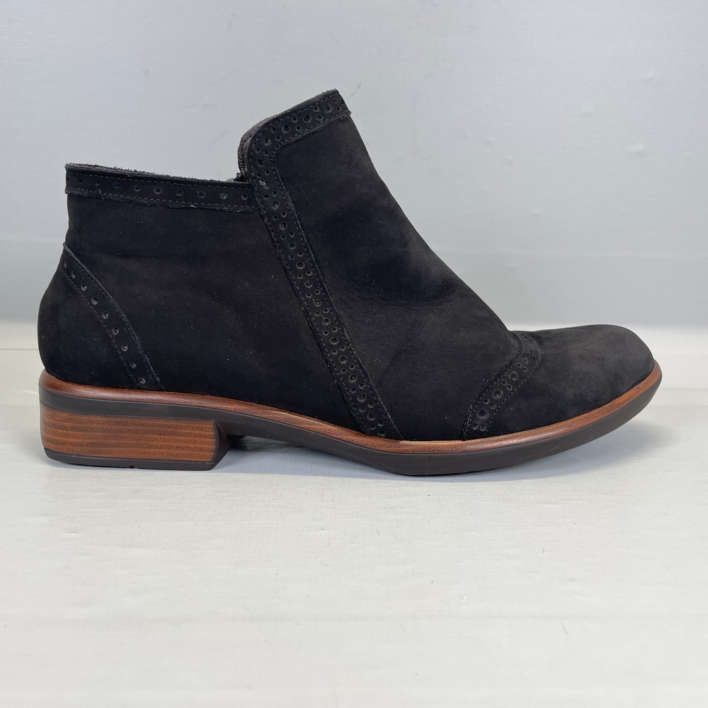 Naot Nefasi Ankle Boots Womens Size 41 / 10 Black Nubuck Comfort Brogue Booties